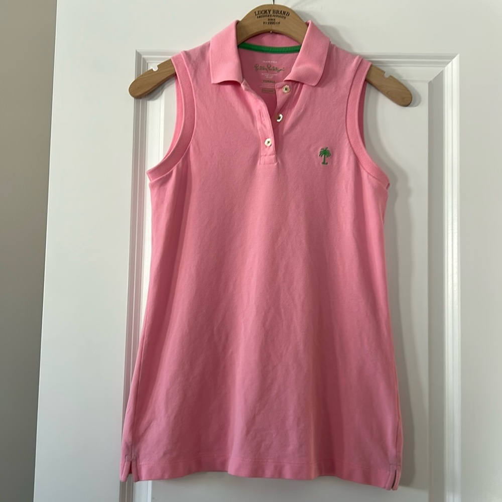 Lilly Pulitzer Island Polo w Logo TransDRY Cotton Pink Size XS